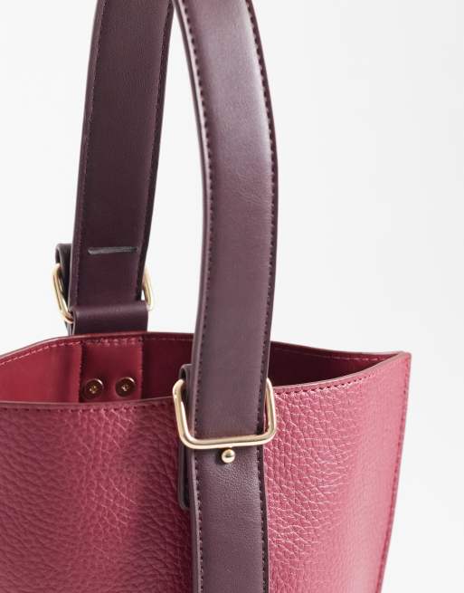 ASOS DESIGN – Bordowa regulowana torba typu tote z paskiem, 3 z 4