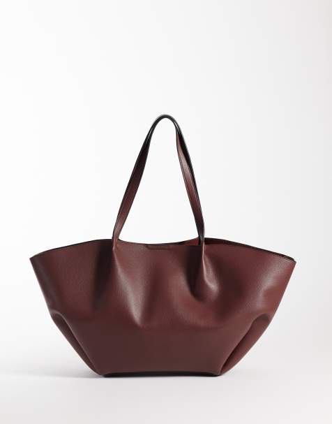 ASOS DESIGN – Bordowa torebka typu tote z ozdobnymi szwami - view 1
