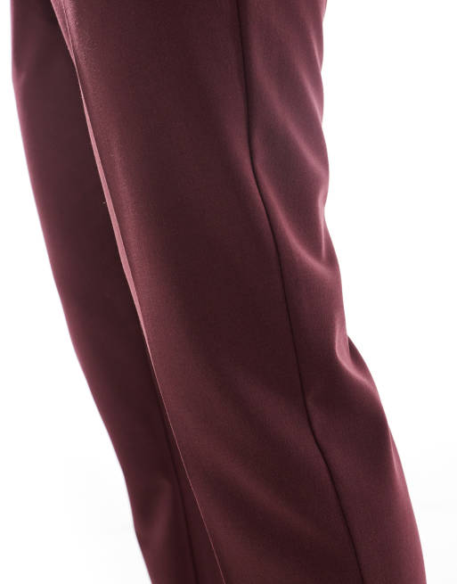 ASOS DESIGN – Bordowe dopasowane spodnie garniturowe, 3 z 5
