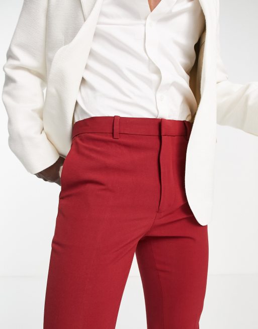 ASOS DESIGN – Bordowe eleganckie spodnie o bardzo obcisłym kroju, 3 z 4