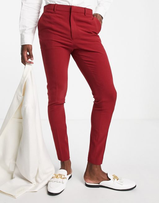 ASOS DESIGN – Bordowe eleganckie spodnie o bardzo obcisłym kroju, 4 z 4