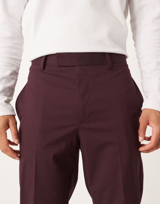ASOS DESIGN – Bordowe eleganckie spodnie zwężane, 4 z 5