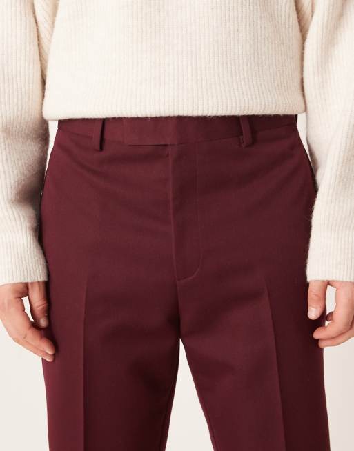 ASOS DESIGN – Bordowe eleganckie spodnie zwężane, 4 z 5