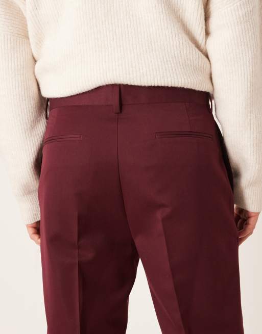 ASOS DESIGN – Bordowe eleganckie spodnie zwężane, 5 z 5