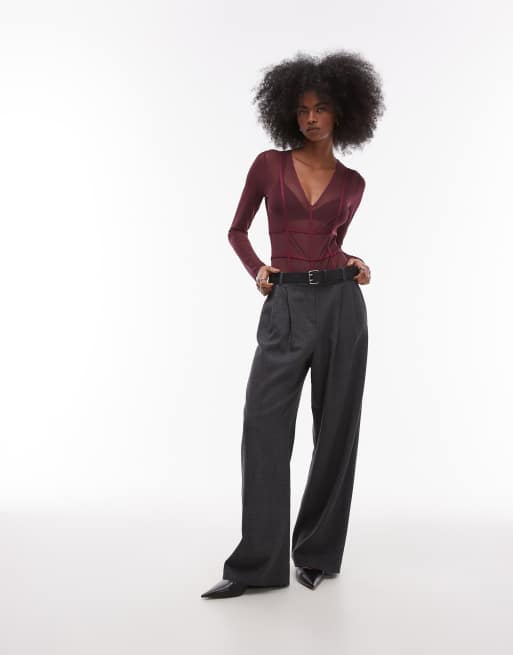 ASOS DESIGN – Bordowe gorsetowe body, 3 z 4