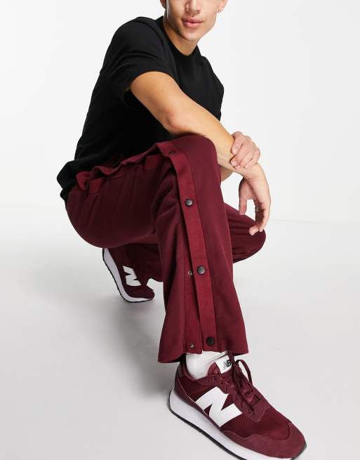 ASOS DESIGN – Bordowe joggersy oversize z szerokimi nogawkami i zapięciem na zatrzaski z boku, część zestawu