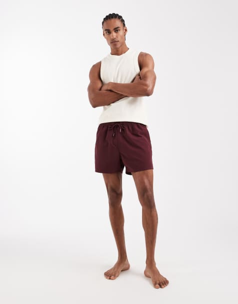 ASOS DESIGN – Bordowe krótkie szorty kąpielowe - view 1