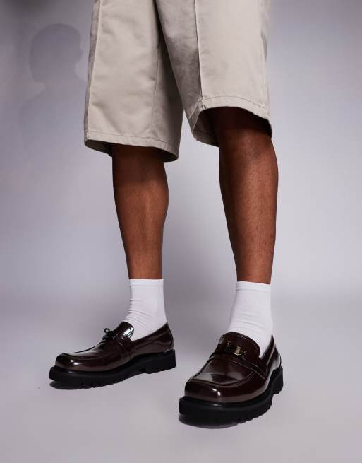 ASOS DESIGN – Bordowe loafersy z kwadratowymi noskami, 3 z 4
