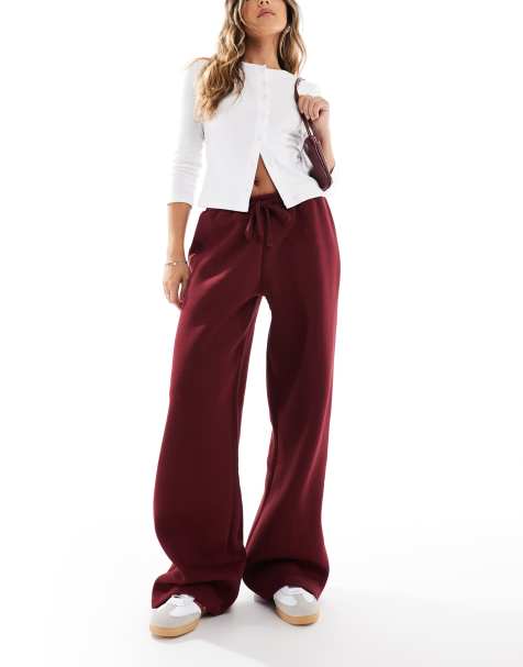 ASOS DESIGN brush back jogger in burgundy
