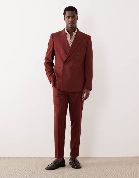 ASOS DESIGN – Bordowe zwężane spodnie garniturowe - view 1