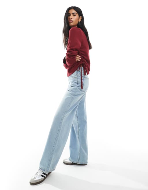 ASOS DESIGN – Bordowy dzianinowy sweter z marszczeniem, 2 z 4