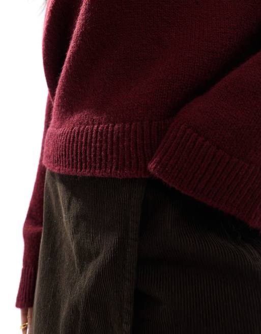 ASOS DESIGN – Bordowy dzianinowy sweter z szerokimi rękawami, 4 z 4