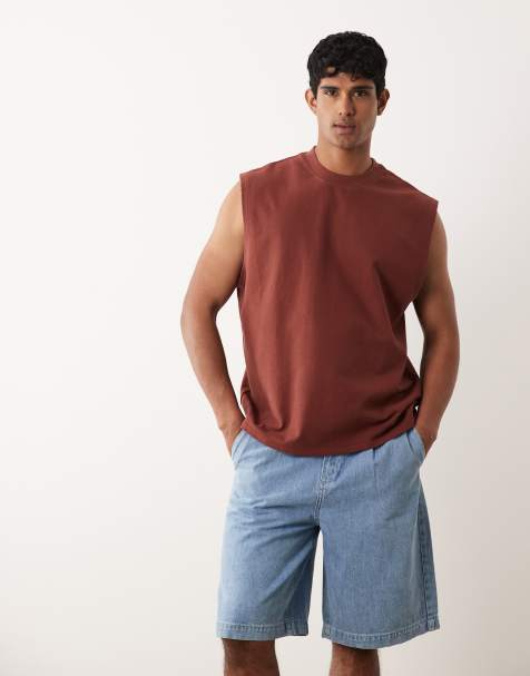 ASOS DESIGN – Bordowy fakturowany top oversize bez rękawów - view 1