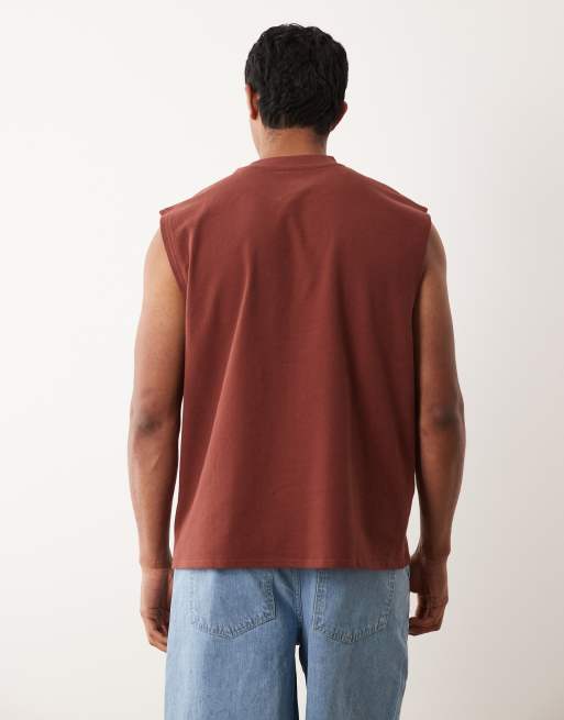 ASOS DESIGN – Bordowy fakturowany top oversize bez rękawów, 4 z 5