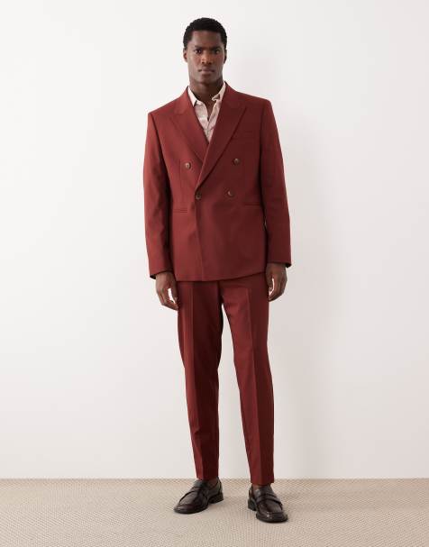 ASOS DESIGN – Bordowy garnitur dwurzędowy o regularnym kroju - view 1