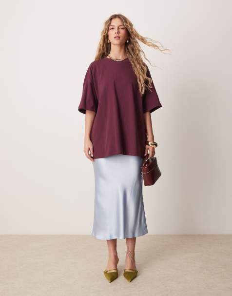 ASOS DESIGN – Bordowy gruby bawełniany T-shirt oversize - view 1