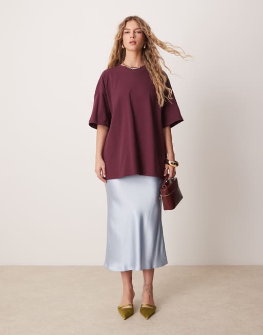 ASOS DESIGN – Bordowy gruby bawełniany T-shirt oversize