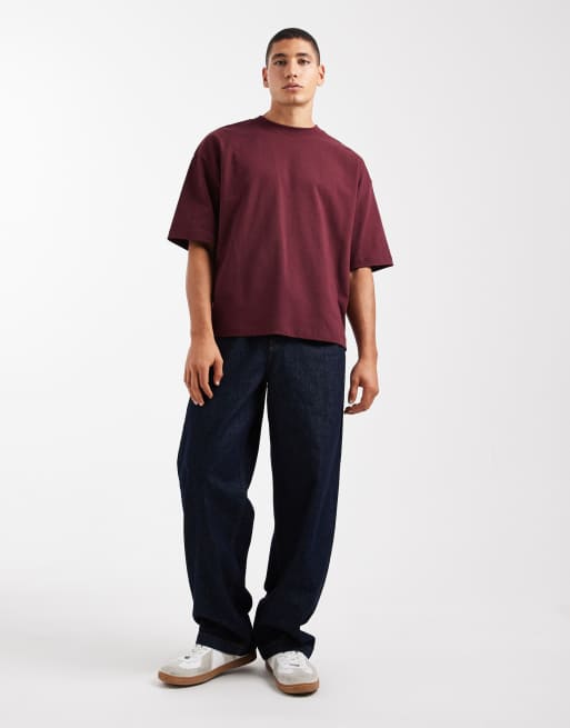 ASOS DESIGN – Bordowy gruby T-shirt oversize o pudełkowym kroju, 2 z 5