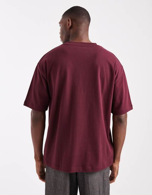 ASOS DESIGN – Bordowy gruby T-shirt oversize, 3 z 5