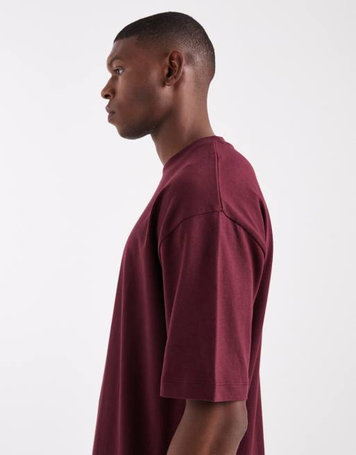 ASOS DESIGN – Bordowy gruby T-shirt oversize, 4 z 5