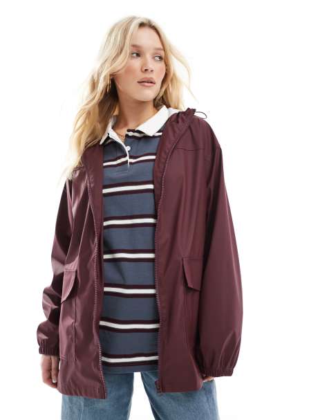 ASOS DESIGN – Bordowy gumowany płaszcz przeciwdeszczowy - view 1