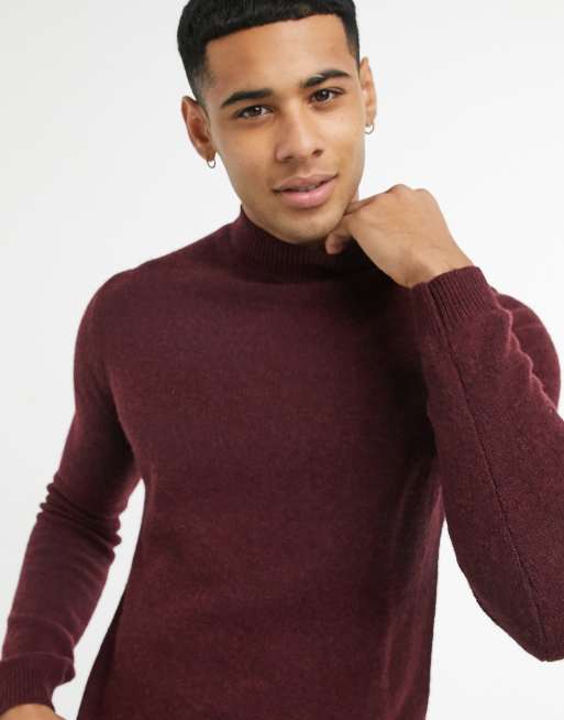 ASOS DESIGN – Bordowy sweter z golfem z wełny jagnięcej, 3 z 4