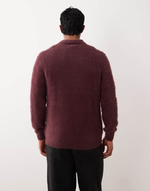 ASOS DESIGN – Bordowy sweter z puszystej dzianiny, 3 z 5