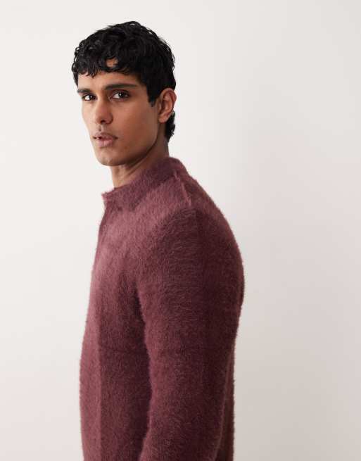 ASOS DESIGN – Bordowy sweter z puszystej dzianiny, 5 z 5