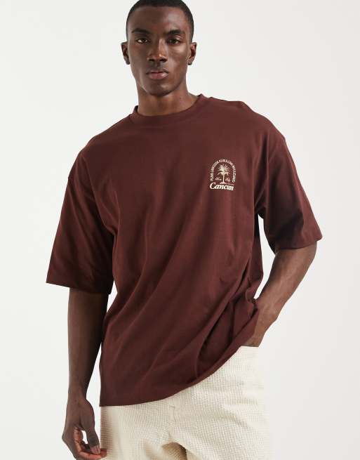 ASOS DESIGN – Bordowy T-shirt oversize z grafiką z palmą, 2 z 5