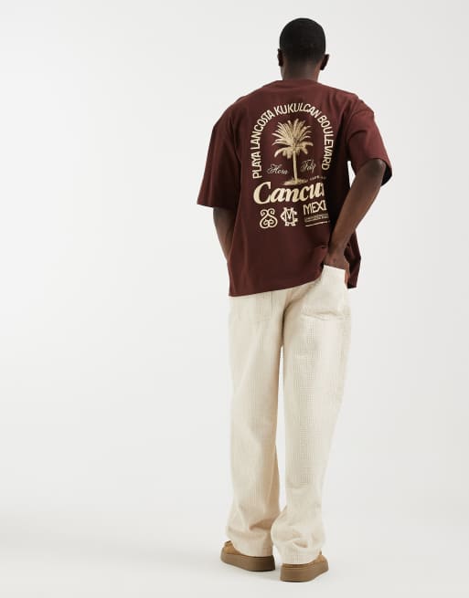 ASOS DESIGN – Bordowy T-shirt oversize z grafiką z palmą, 3 z 5