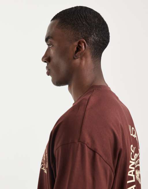 ASOS DESIGN – Bordowy T-shirt oversize z grafiką z palmą, 5 z 5