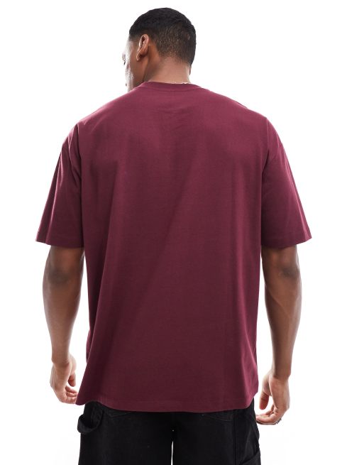 ASOS DESIGN – Bordowy T-shirt oversize z nadrukiem miasta z przodu, 2 z 4