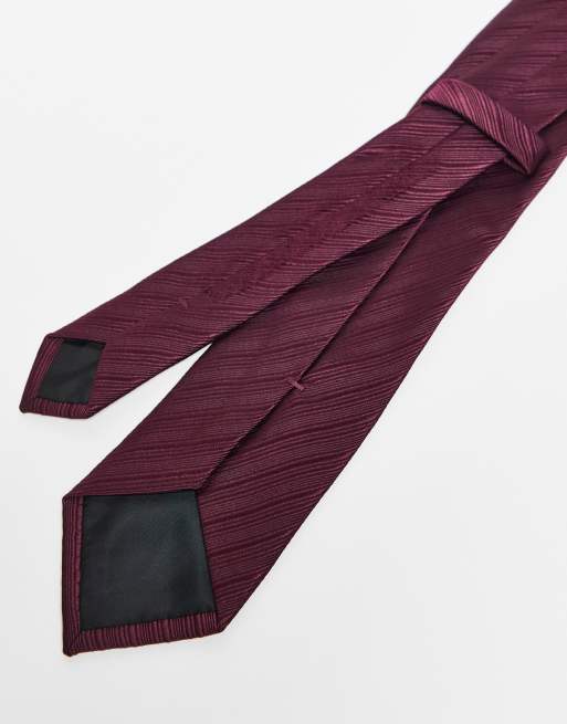 ASOS DESIGN – Bordowy zestaw w paski: krawat i poszetka, 2 z 3