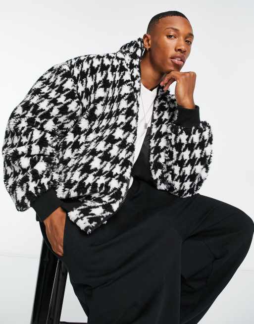 Houndstooth clearance bomber jacket