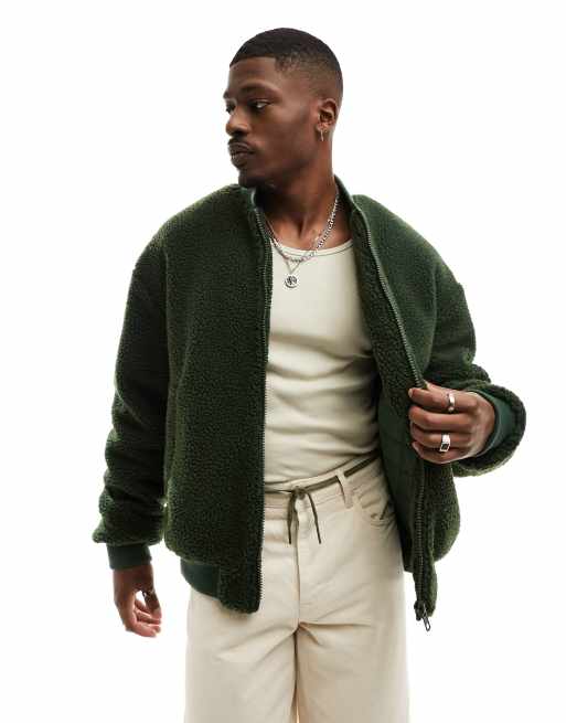 Asos green cheap bomber jacket