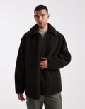 [ASOS DESIGN] ASOS DESIGN borg coach jacket in brown XS BROWN