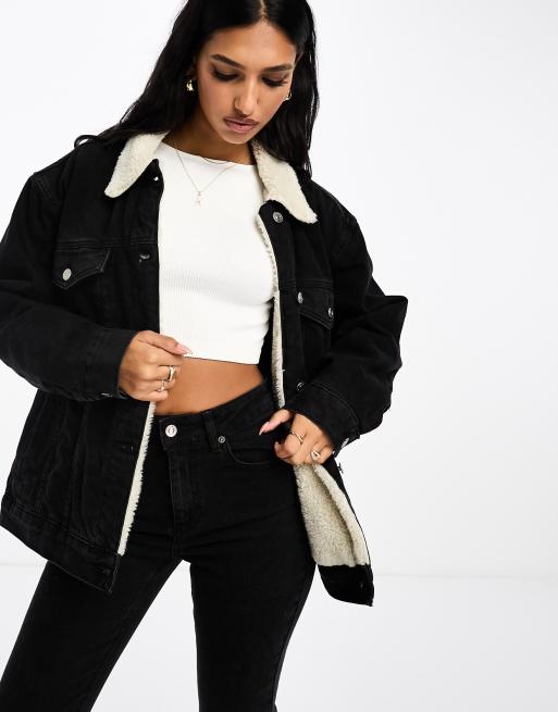 Asos denim outlet jacket with fur