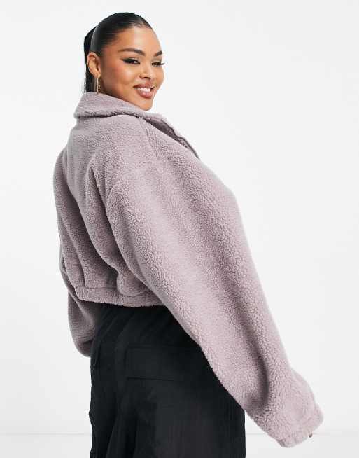 ASOS DESIGN oversized borg zip through fleece in pink