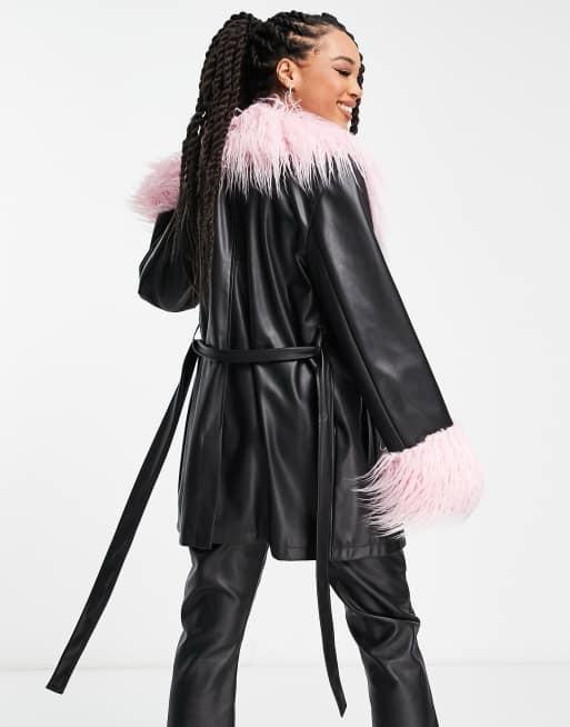 Asos pink clearance fur jacket