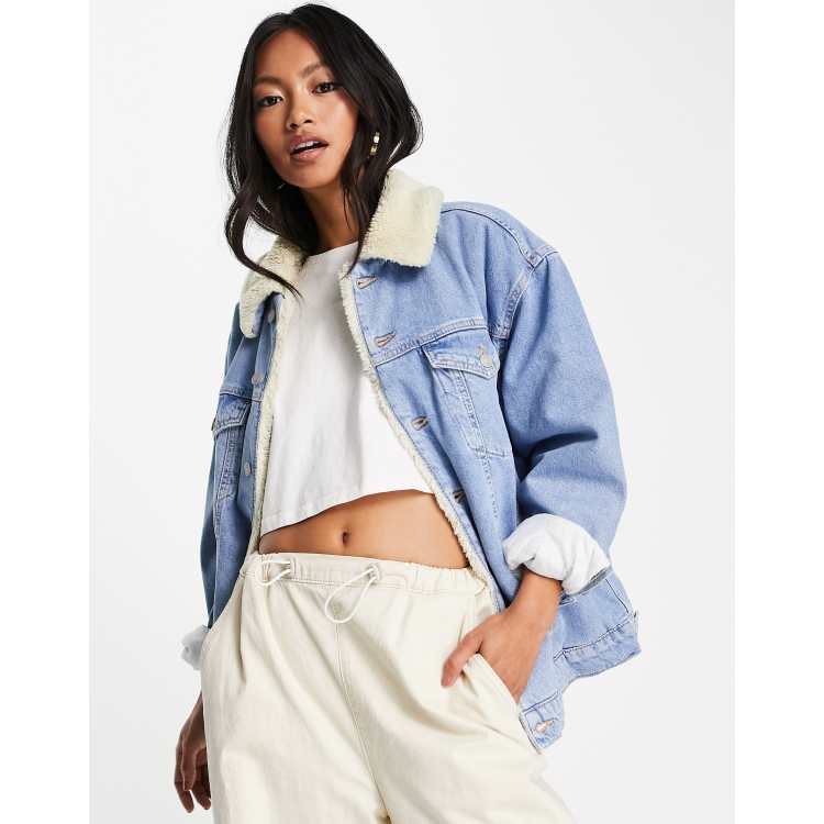 Asos denim 2024 jacket with fur