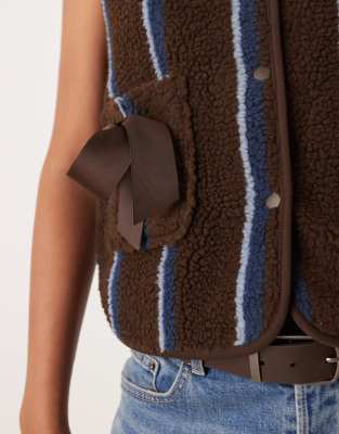 Asos Design Borg Fleece Vest In Pink