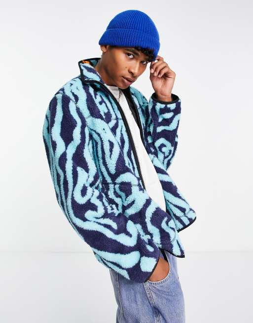 ASOS DESIGN Oversize Face Print Fleece Jacket