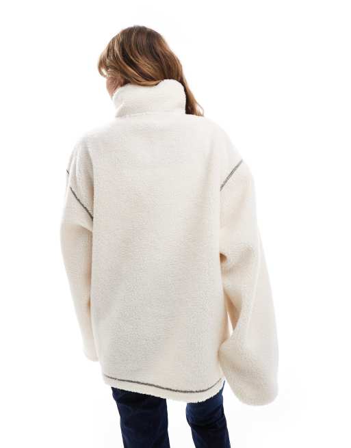 ASOS DESIGN borg half zip with fairisle design, 3 of 4