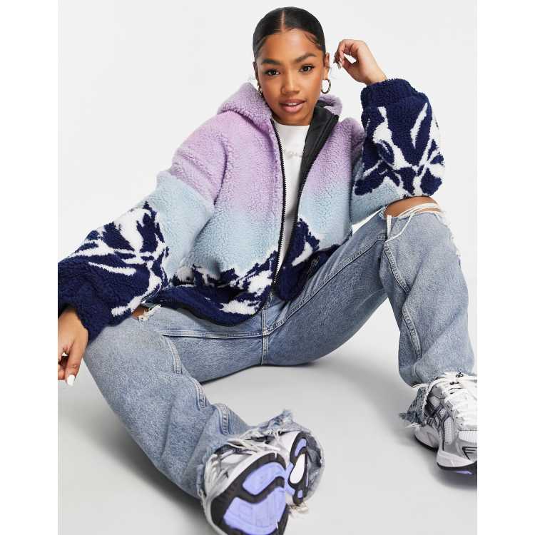 ASOS DESIGN borg landscape print hooded jacket ASOS