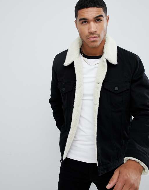 ASOS DESIGN lined denim jacket in black ASOS