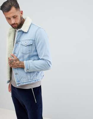 asos borg lined denim jacket