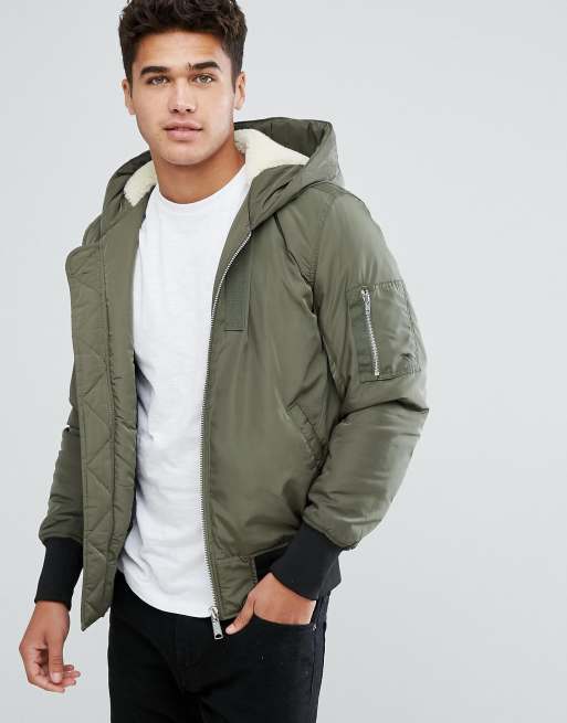 Borg lined outlet bomber jacket