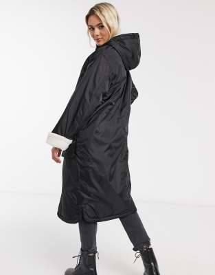 asos design maxi borg lined rainwear