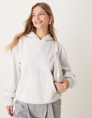 Asos Design Borg Lined Oversized Hoodie In Ice Gray Heather