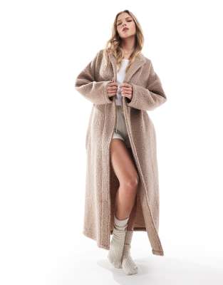 borg maxi robe in brown